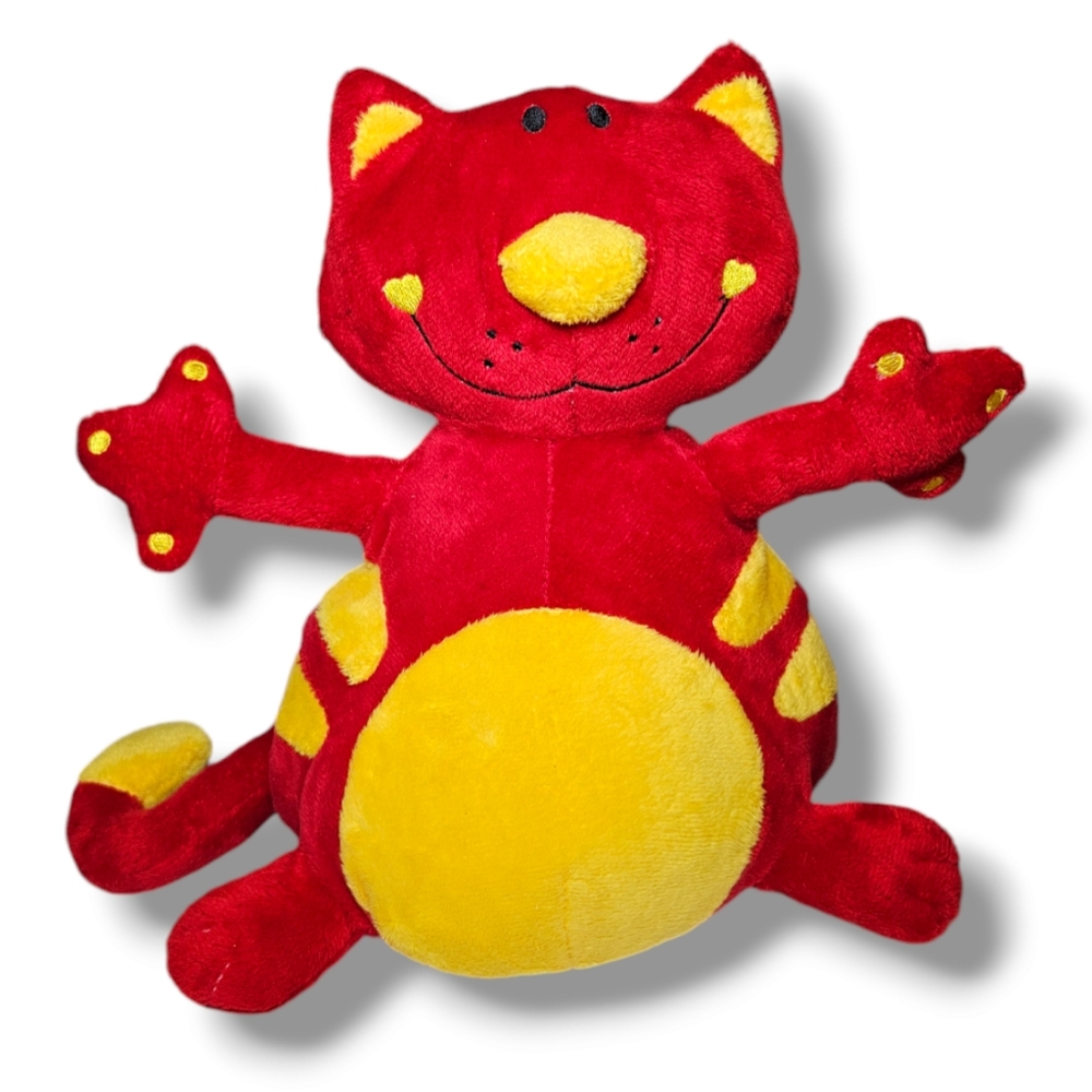 RARE Red Cat Plush National Entertainment Network, Cat, red and yellow plush toy